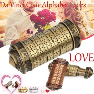 Retro Gift Box Cylinder Lockbox Da Vinci Code Alphabet Locks Cylindrical Lock