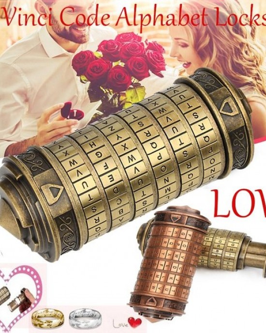 Retro Gift Box Cylinder Lockbox Da Vinci Code Alphabet Locks Cylindrical Lock