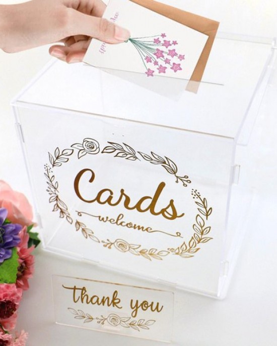 Acrylic Wedding Card Box Clear Gift Card Box DIY Envelop Money Card Box