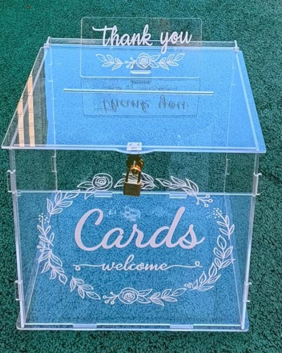Acrylic Wedding Card Box Clear Gift Card Box DIY Envelop Money Card Box