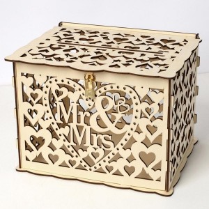 DIY Wedding Gift Mr & Wooden Card Money Box for Case With Lock Rustic Beauti