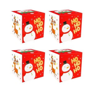 Set of 4 Durable Christmas Themed Gift Boxes Elegant Christmas Gift Wrap Boxes for Family