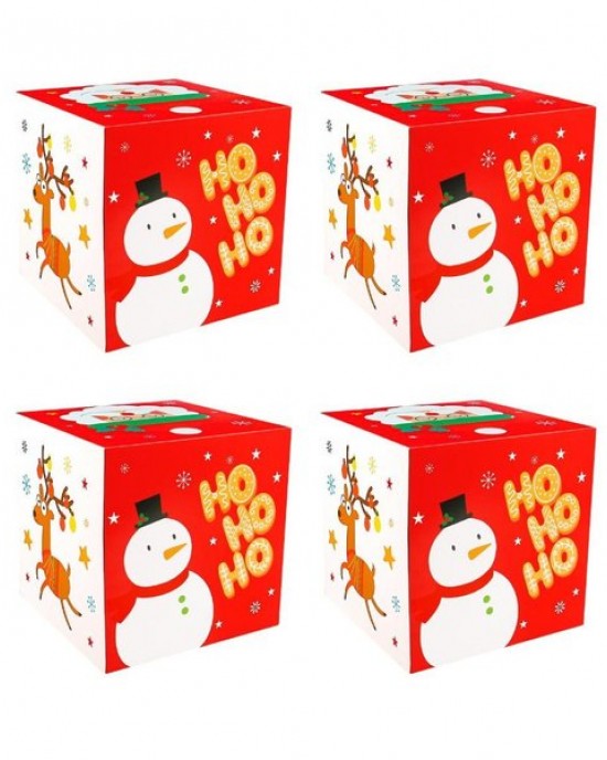 Set of 4 Durable Christmas Themed Gift Boxes Elegant Christmas Gift Wrap Boxes for Family