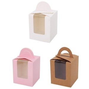 Packaging Box Transparent forApp1eBoxes with Open Window and Handle for Small Pastry Cake