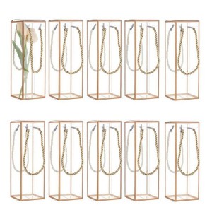 Pack Of 12 Clear Rectangle Gift Boxes With Golden Border for Packaging