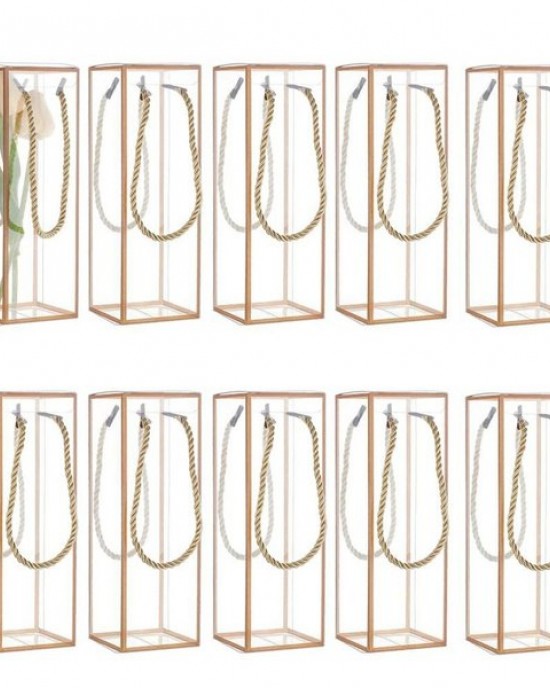 Pack Of 12 Clear Rectangle Gift Boxes With Golden Border for Packaging