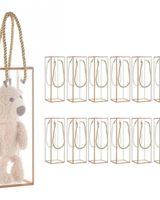 Pack Of 12 Clear Rectangle Gift Boxes With Golden Border for Packaging