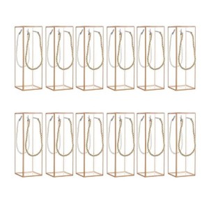 Pack Of 12 Clear Rectangle Gift Boxes With Golden Border for Packaging