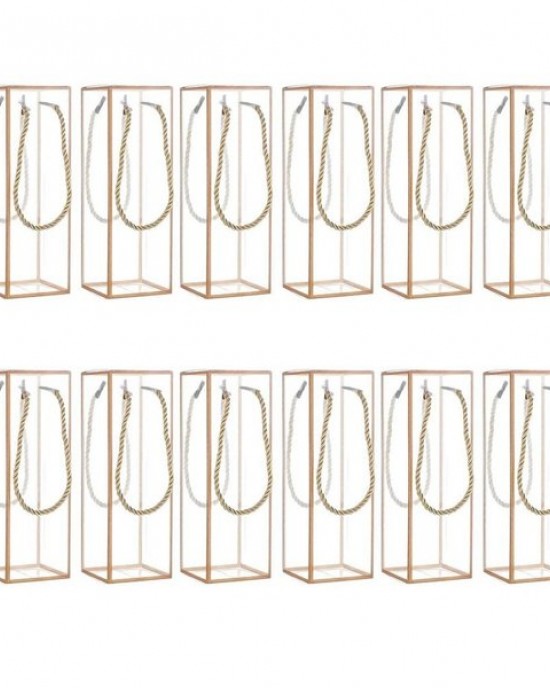 Pack Of 12 Clear Rectangle Gift Boxes With Golden Border for Packaging