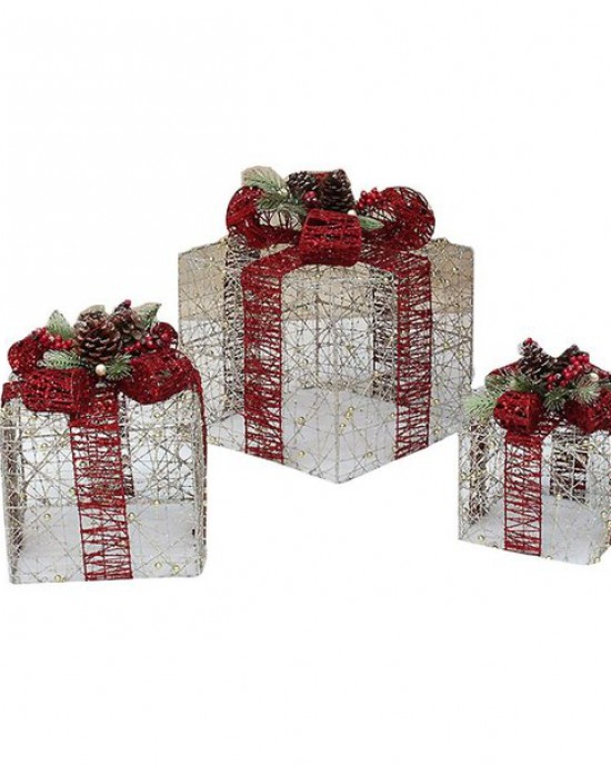 Wrought Iron Gift Box Ornament Pack of 3 Household Shopping Mall Restaurant Room