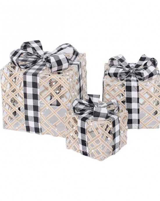 Wrought Iron Gift Box Ornament Pack of 3 Household Shopping Mall Restaurant Room