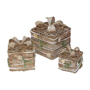 Wrought Iron Gift Box Ornament Pack of 3 Household Shopping Mall Restaurant Room