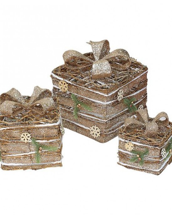 Wrought Iron Gift Box Ornament Pack of 3 Household Shopping Mall Restaurant Room