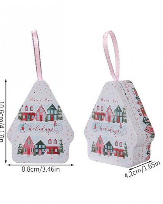Pack of 6 Holiday Gift Boxes Tin House Shaped Tinplate Candy Storage Containers