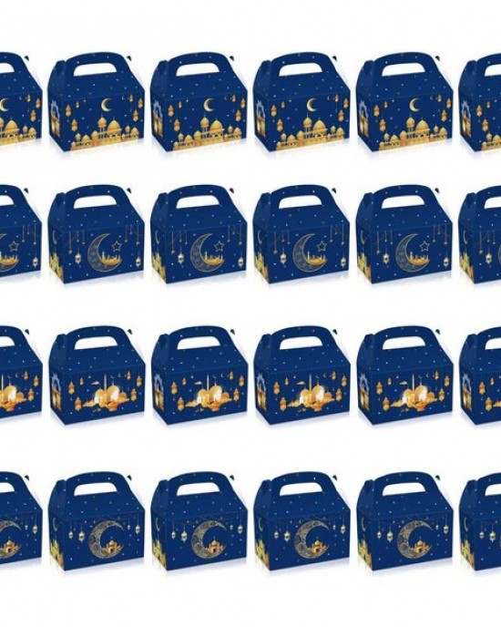 24pcs Eid Mubarak Gift Box with Handle Wedding Birthday Party Favor