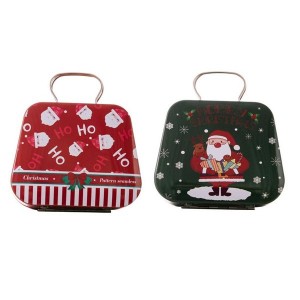 Christmas Tin Candy Box With Handle Festival Holiday Gift Storage Gift Container