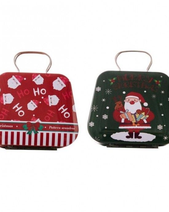 Christmas Tin Candy Box With Handle Festival Holiday Gift Storage Gift Container