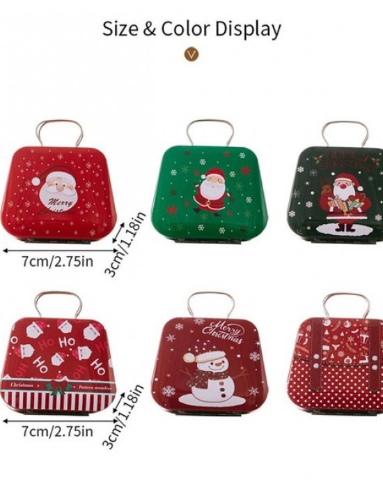 Christmas Tin Candy Box With Handle Festival Holiday Gift Storage Gift Container