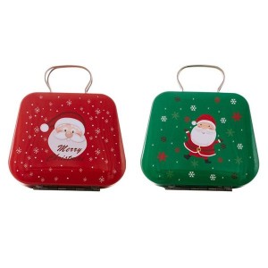 Christmas Tin Candy Box With Handle Festival Holiday Gift Storage Gift Container