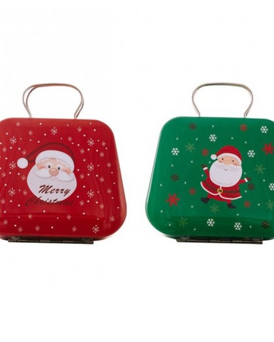 Christmas Tin Candy Box With Handle Festival Holiday Gift Storage Gift Container