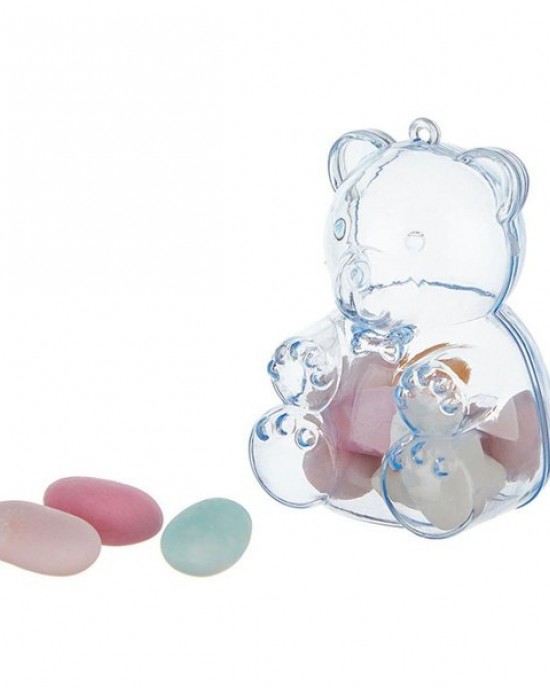 12Pcs Bear Themed Boxes for Sweets and Gift Clear Storage Container for Wedding Candy