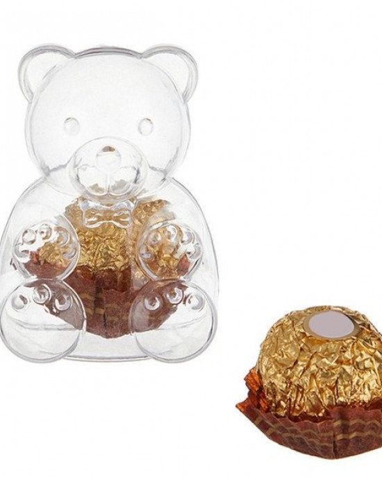 12Pcs Bear Themed Boxes for Sweets and Gift Clear Storage Container for Wedding Candy