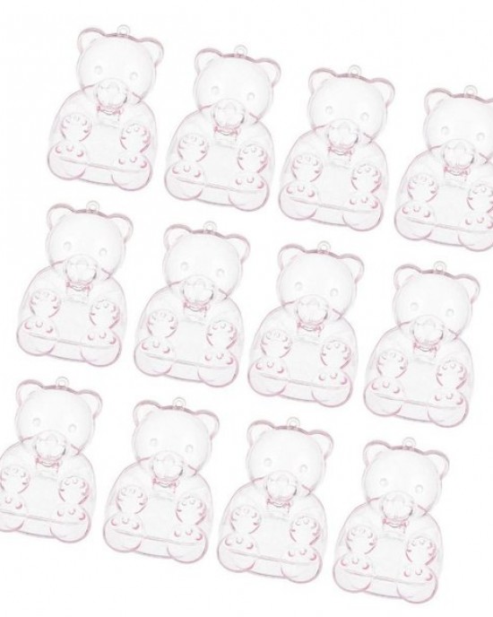 12Pcs Bear Themed Boxes for Sweets and Gift Clear Storage Container for Wedding Candy