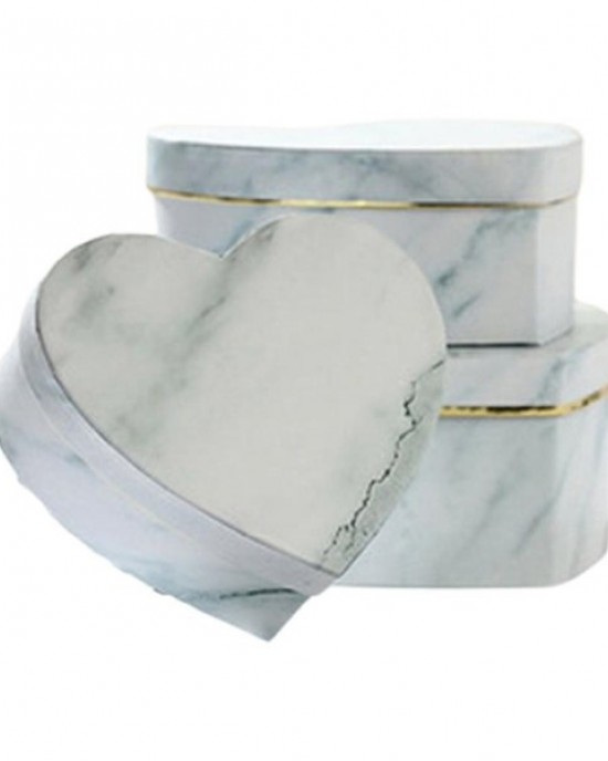 3xHeart-shape Gift Box Marble Candy Packing for Case Jewelry Necklace Ring Organ
