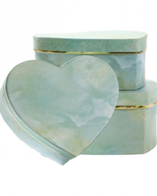3xHeart-shape Gift Box Marble Candy Packing for Case Jewelry Necklace Ring Organ