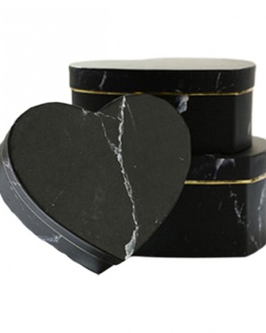 3xHeart-shape Gift Box Marble Candy Packing for Case Jewelry Necklace Ring Organ
