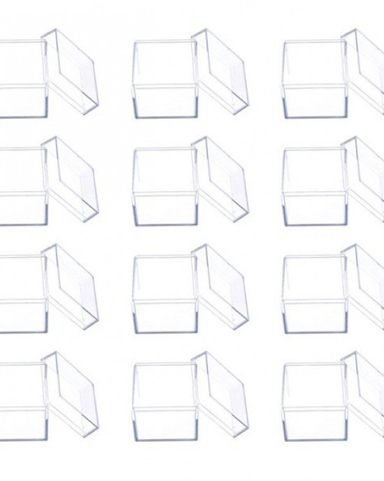 12pcs Clear Acrylic Square Cube Candy Box Treat Gift Boxes Containers for Wedding Party bdea