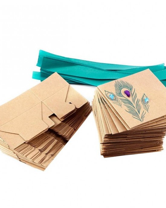 Kraft Paper Candy Gift Box Peacock Feather Candy Drawer Box Design for Party Ins