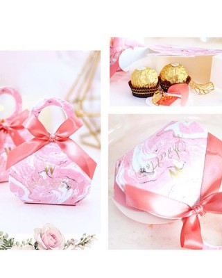 50Pcs Wedding Candy Box with ribbon candy packaging boxes wedding souvenirs Birthday