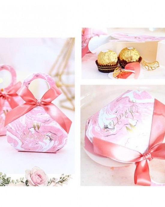 50Pcs Wedding Candy Box with ribbon candy packaging boxes wedding souvenirs Birthday