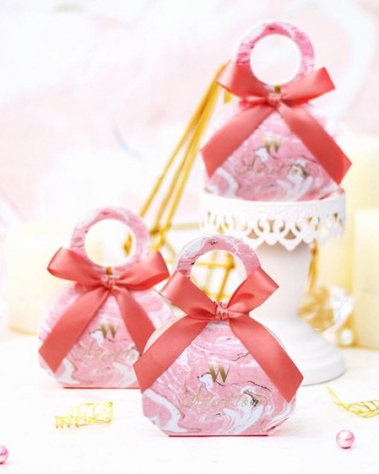 50Pcs Wedding Candy Box with ribbon candy packaging boxes wedding souvenirs Birthday