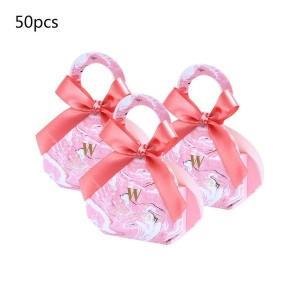 50Pcs Wedding Candy Box with ribbon candy packaging boxes wedding souvenirs Birthday
