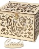 DIY Wedding Gift Mr & Mrs Wooden Card Money Box for Case With Lock Rustic Beauti