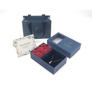 Rose Gift Box Jewelry Display Case for Necklaces Rings Earrings