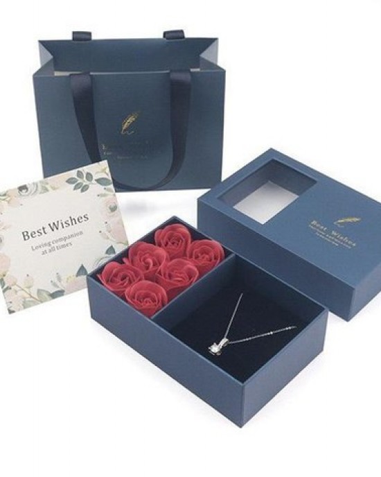 Rose Gift Box Jewelry Display Case for Necklaces Rings Earrings