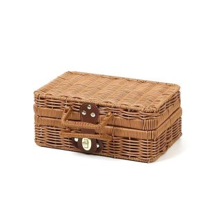 Handwoven Rattan Storage Box | Vintage Gift Box with Handle for Wedding Favors & Home