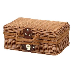 Handwoven Rattan Storage Box | Vintage Gift Box with Handle for Wedding Favors & Home