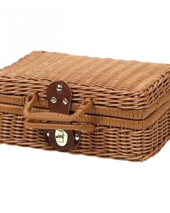 Handwoven Rattan Storage Box | Vintage Gift Box with Handle for Wedding Favors & Home