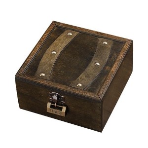 Vintage Wooden Jewelry Box | Antique-Style Square Storage Case for Gifts & Display