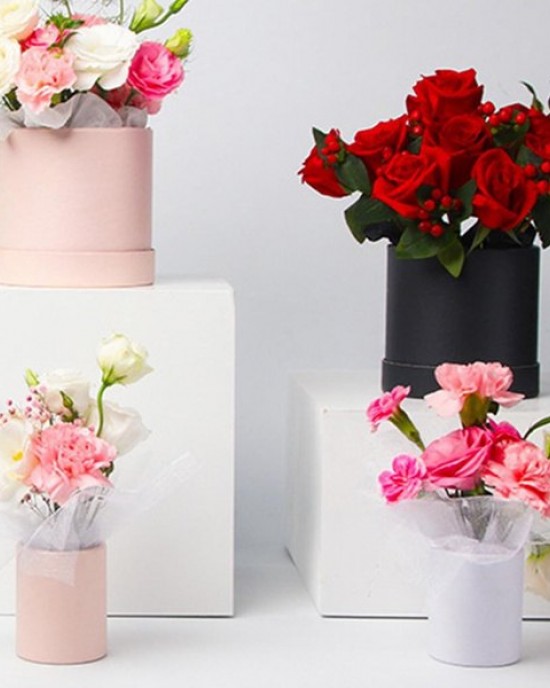 Gift Box with Lids for Present Cardboard Flower Gift Boxes Cylindrical Packaging Floral