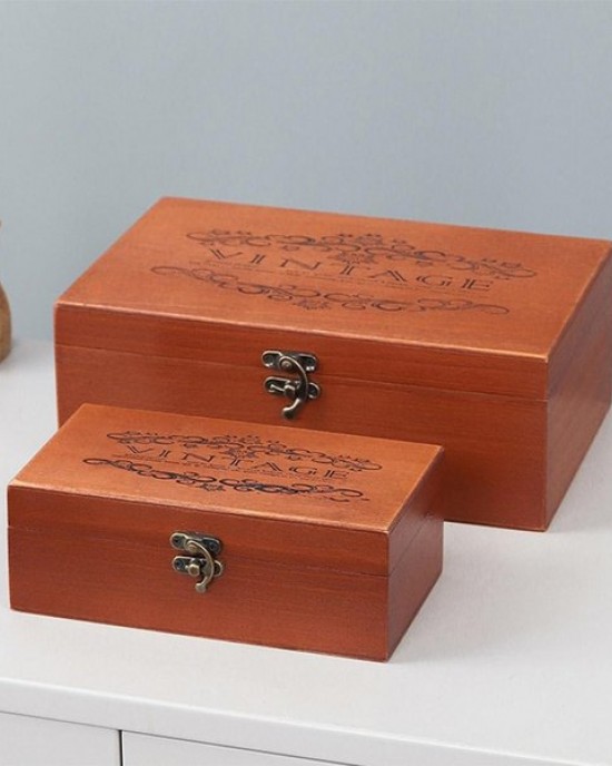 Retro Jewelry Gift Storage Box and Home Decor with Hinged Lid Torage Container