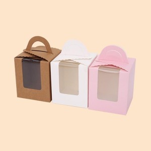 Packaging Box with Open Window and Handle for Dessert Baking Portable Gift box