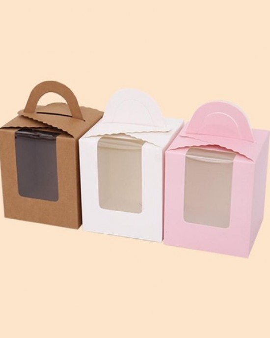 Packaging Box with Open Window and Handle for Dessert Baking Portable Gift box