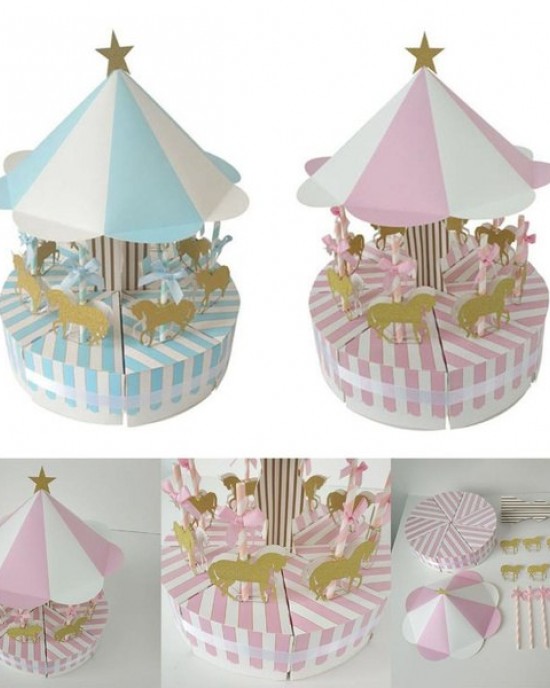 Carousels Gift Box Cake Baby Shower Candy Box Paper Wedding Birthday Party Decor