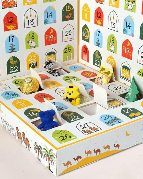 5Pieces Eid Countdown Gift Boxes Fashion Party Charm Box Paper Eid Advent Box
