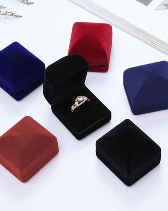 Velvet Ring Box Earrings Jewelry Case Storage Gift Proposal Engagement Wedding